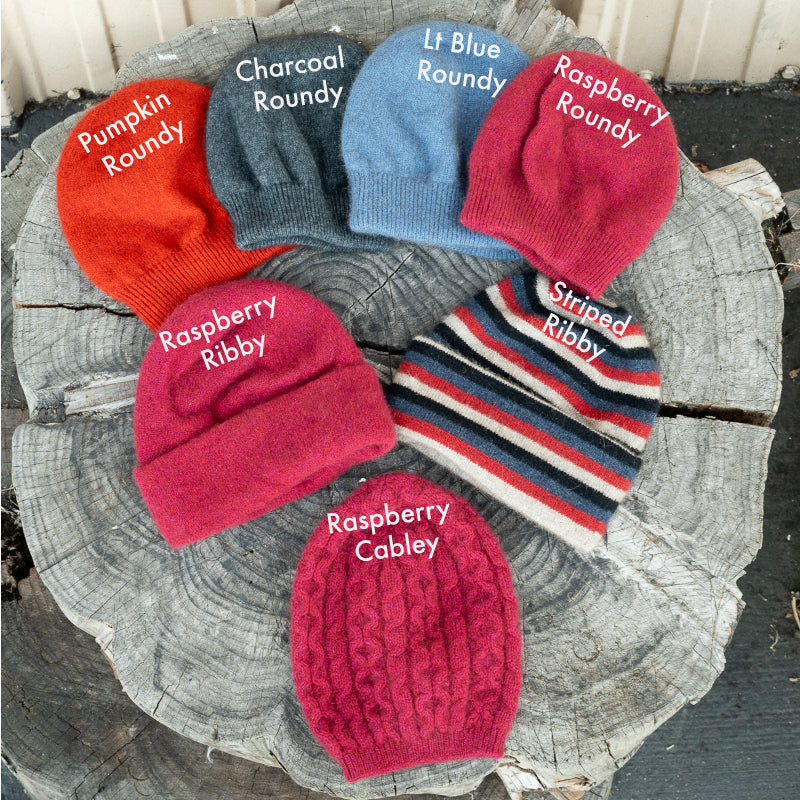 Possum Merino Wool Beanies: Assorted styles and colors.
