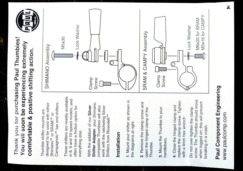 Shifter Mount - Paul Shimano Thumbie - MTB 22.2