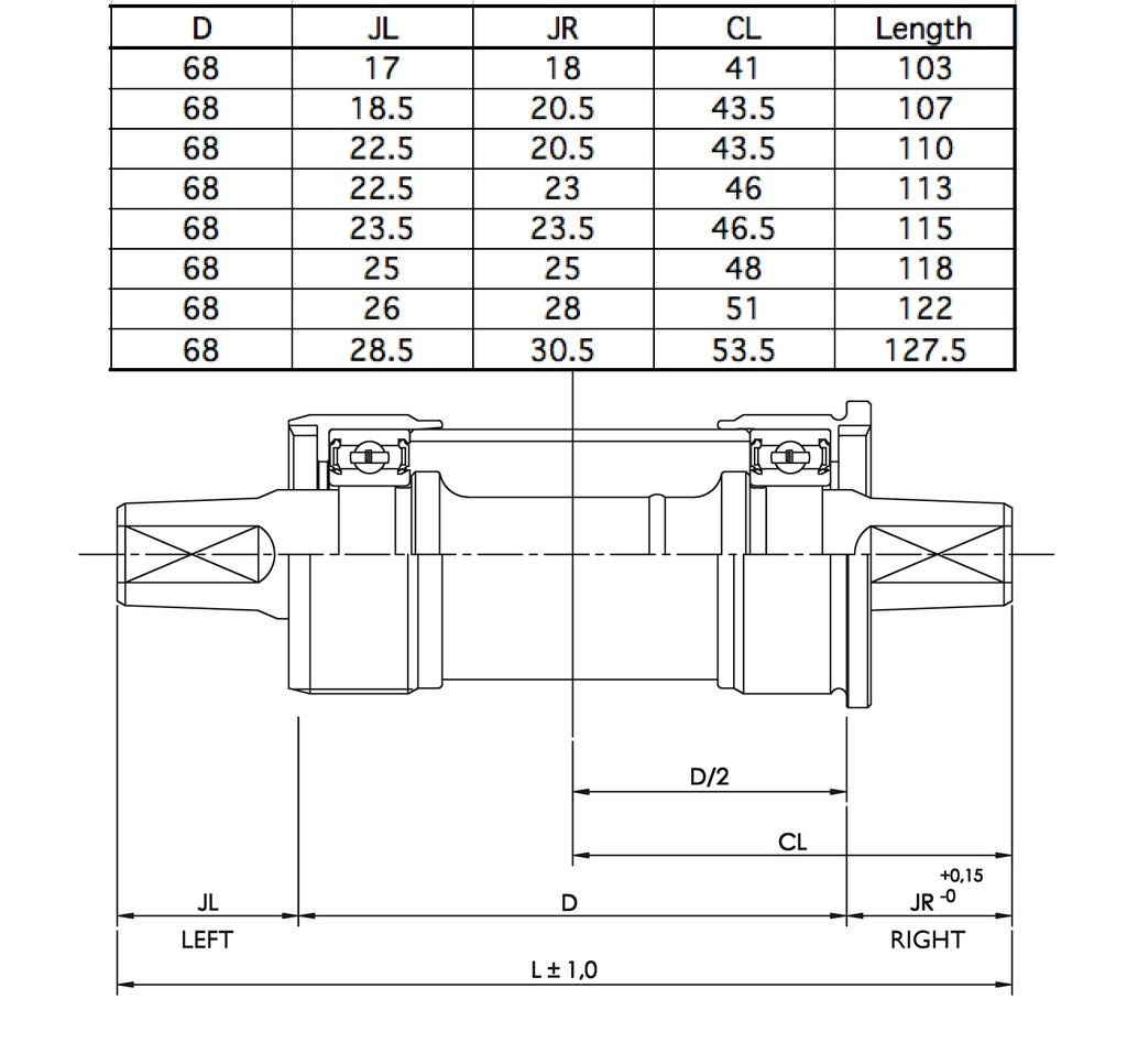 Loose Ball Bottom Brackets - 68mm - Tange