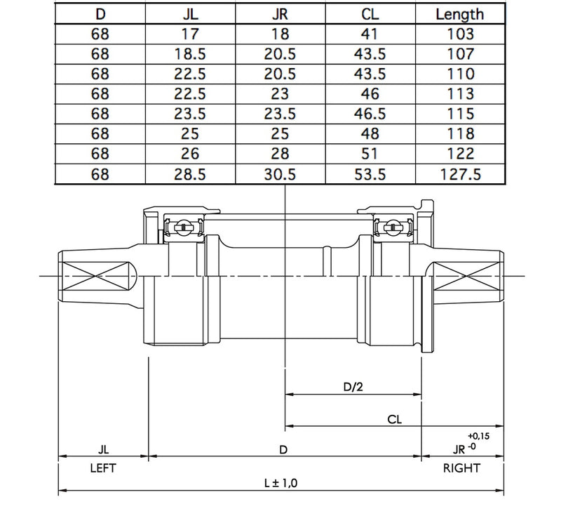 Loose Ball Bottom Brackets - 68mm - Tange