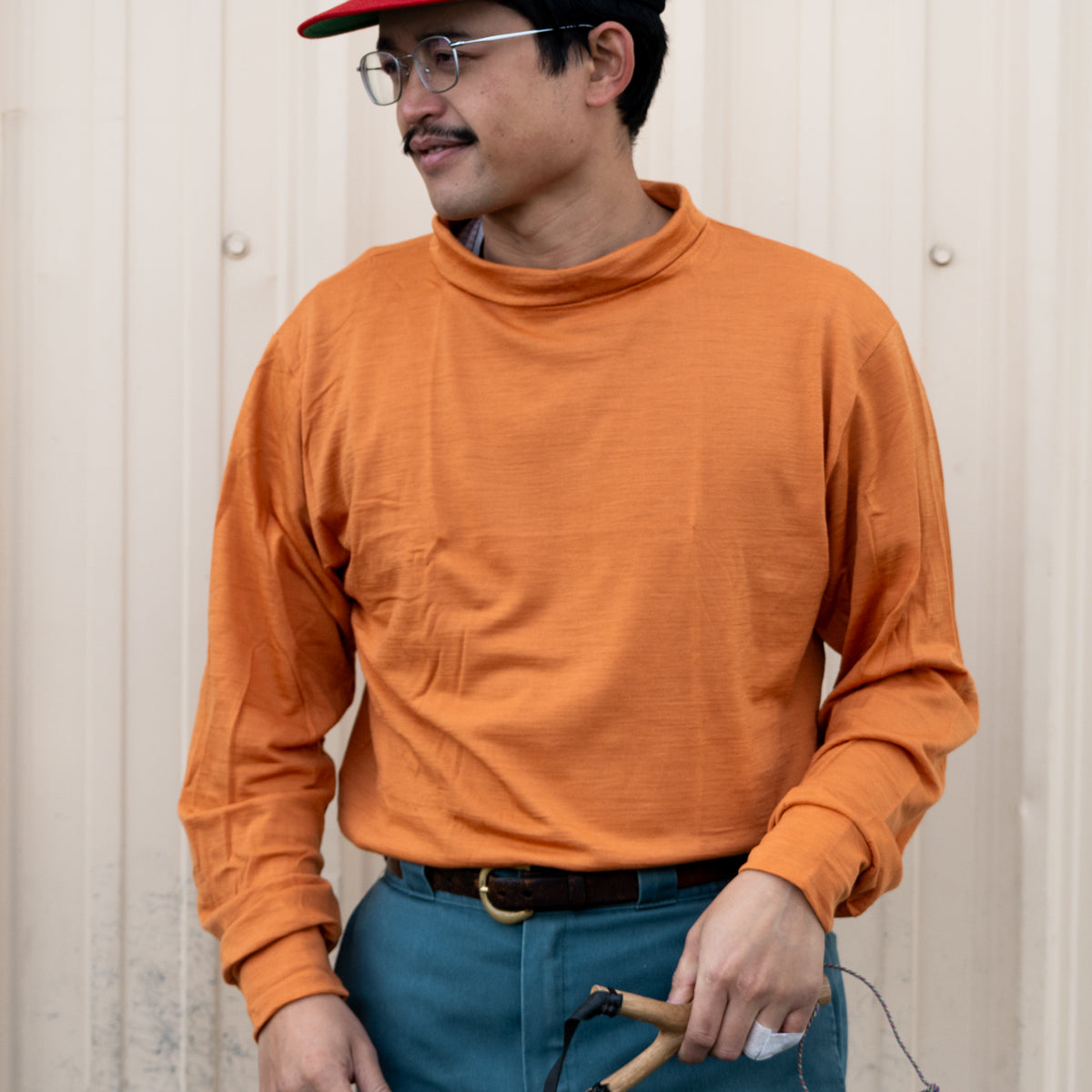 Aussie Wool lightweight SuperNeck (mock-t) Long-Sleeve Tee