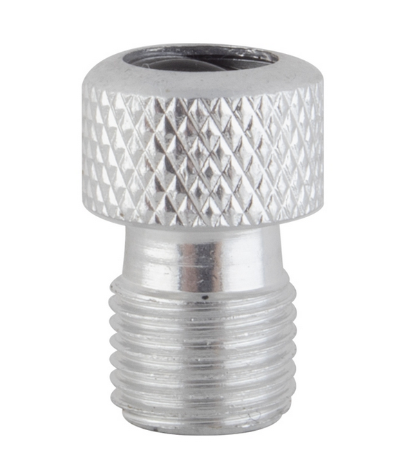 Inner Tube Valve Adapter - Silver Aluminum Presta to Schraeder