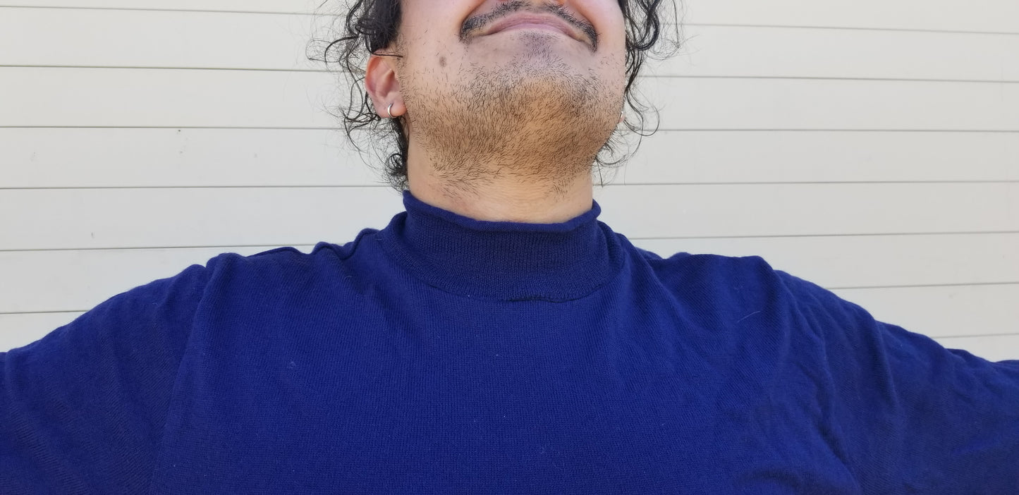 WoolyWarm Navy Blue Rollneck all merino sweater from England