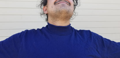 WoolyWarm Navy Blue Rollneck all merino sweater from England