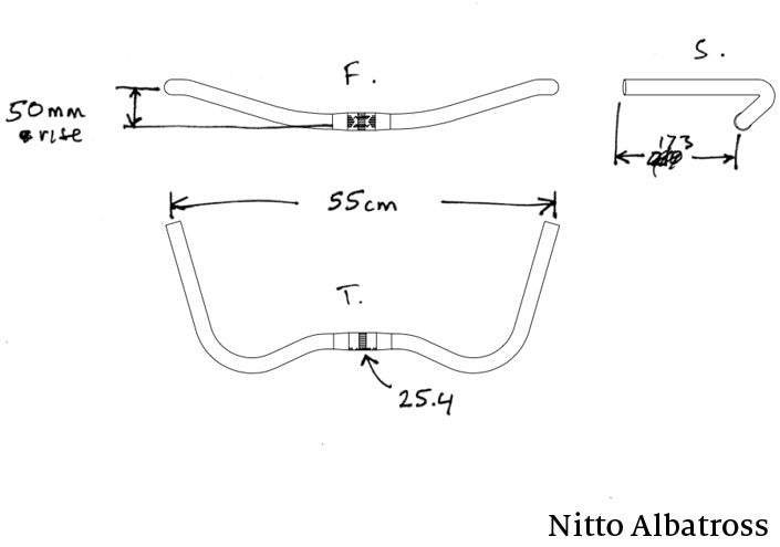 Handlebar - Nitto Albatross, 55cm x 25.4