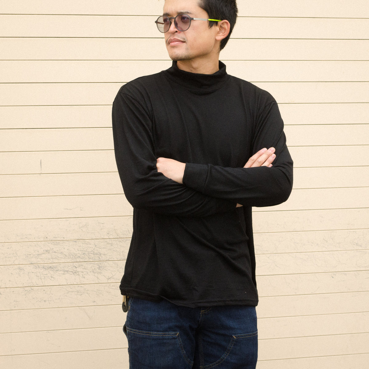 Aussie Wool lightweight SuperNeck (mock-t) Long-Sleeve Tee