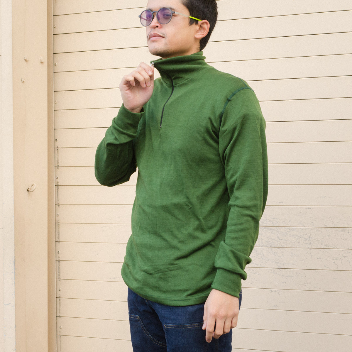 Aussie Wool Long Sleeve 1/4 zip turtleneck