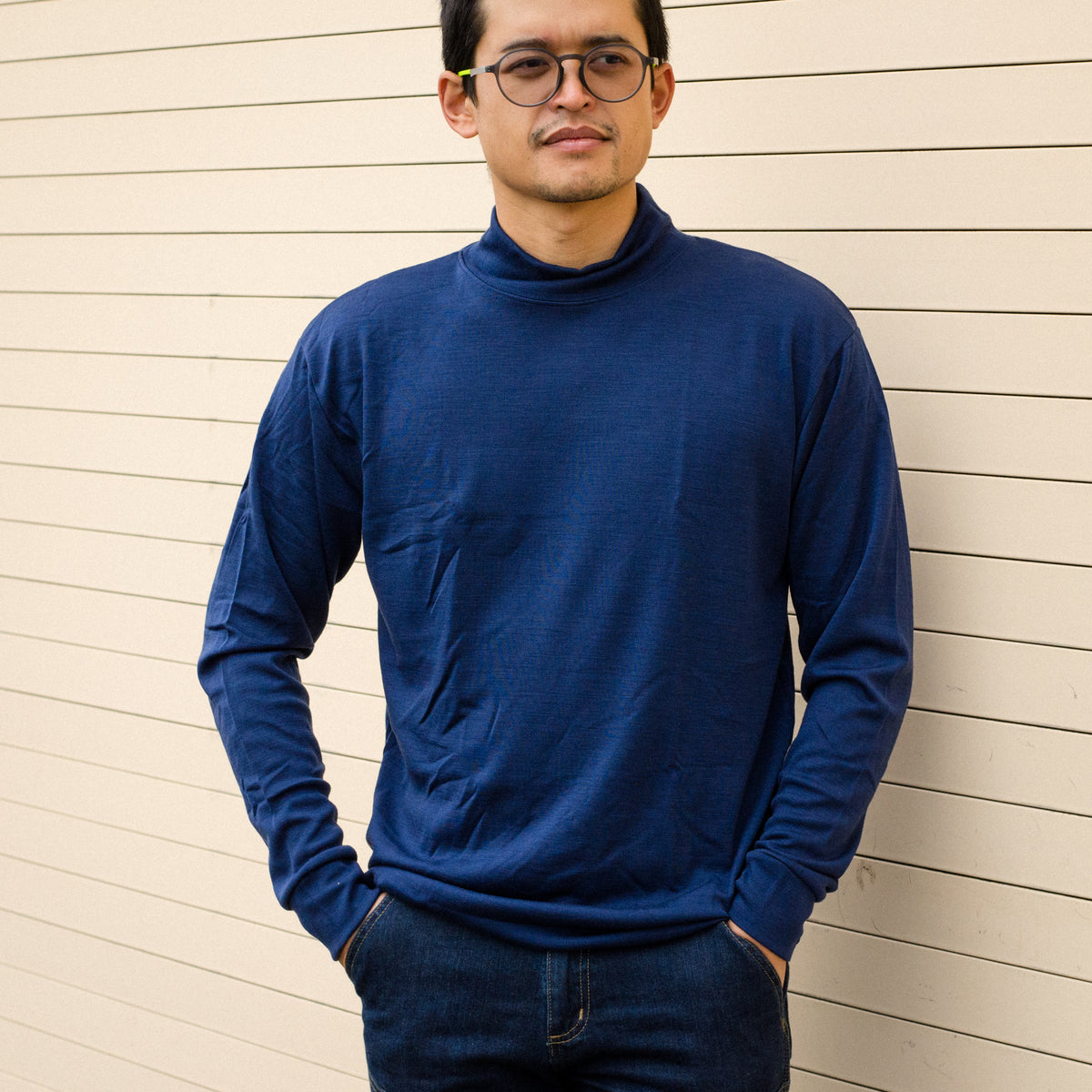 Aussie Wool lightweight SuperNeck (mock-t) Long-Sleeve Tee