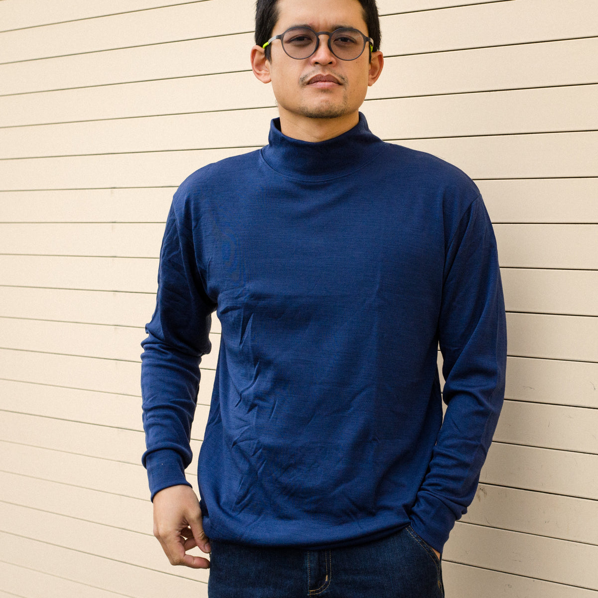 Aussie Wool lightweight SuperNeck (mock-t) Long-Sleeve Tee